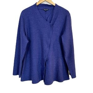 Eileen Fisher Purple 100% Boiled Merino Wool Jacket Asymmetrical Women’s Large‎